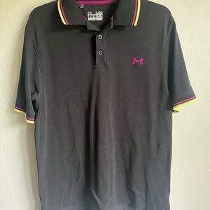 Men’s M Black Under Armour Loose Fit Heatgear Casual Athleisure Polo
